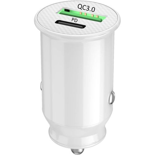 ¿ Chargeur Voiture Allume-Cigare Pour Huawei P Smart 2020 Ultra-Compact Et Puissant Usb Vers Usb Type C Charge Rapide 30w Pd & Qc 3.0-2 Ports Pour Charger 2 Appareils Simultanément