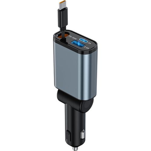 Chargeur De Voiture Rétractable Usb C 50 W Pr Allume-Cigare Usb C Auto Pd30 W & Qc3.0 Recharge Rapide Chargeur Accessoires Voiture Interne Charge Voiture Téléphone Portable Pour Iphone 16 15/Galaxy