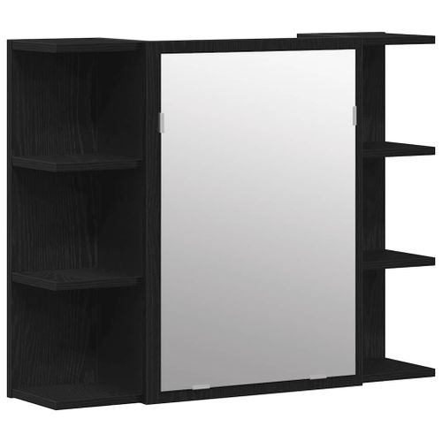 vidaXL Miroir cabinet Chêne noir Bois massif Compact