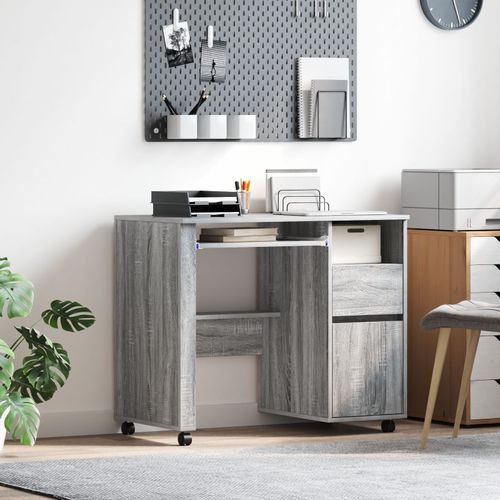 Vidaxl Bureau D'ordinateur Gris Gris Sonoma Bois D'ingénierie Moyen