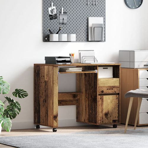 Vidaxl Bureau Marron Bois Ancien Panneau De Particules, Métal Standard
