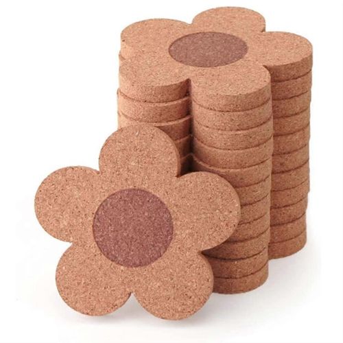 12PCS Coasters Compatible Boissons, 4 Pouces Liège Fleur Forme Dessous Verres Compatible Café