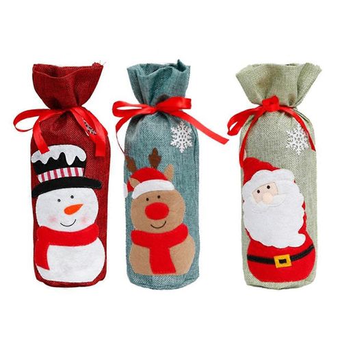 Tissu De Noël Bouteille De Vin Manche Décoration Noël Bouteille De Vin Sac Noël Table Ornements Vin