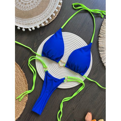 Ruotonsept-Maillot De Bain Deux Pièces Sexy Pour Femme,Bikini Brésilien,Couleur Unie,Col Licou,Triangle,Culotte Tanga