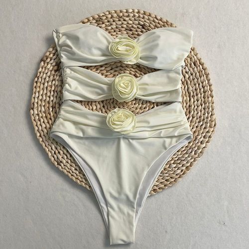 Serenechic 2025 Maillots De Bain Une Pièce Maillot De Bain Fleurs Solide Serré Maillot De Bain Femmes Sexy Bikini Ensemble Été Plage Vacances