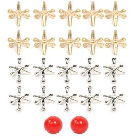 Rétro Métal Jacks Et Jeu De Balle - 2 Ensembles, Comprend 2 Balles Rebondissantes - Cotillons Amusants Pour Les Enfants Et Les Adultes