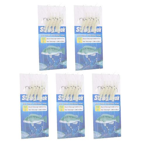 Pack De 5 Leurres De Crevettes De Pêche Lumineux Appât Leurre De Pêche Artificiel En Acier Au Carbone Avec Crochets Pour Eau Douce D¿Eau Salée De Type 2