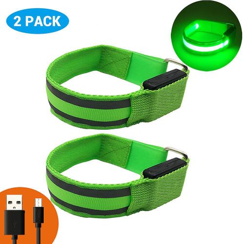 2pcs Rougeoyant Dans Le Noir Led Brassards Usb Rechargeable Sécurité Réfléchissant Brassard Pour Courir Cyclisme Exercice Nuit Courir