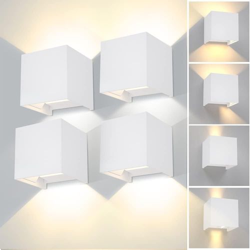 Chenquansarl-4 Pièces Applique Murale Exterieur Interieur Led, Lampe Exterieur Murale 12w Moderne Noir Ip65 Lampe Murale Extérieures 6500k Réglage De L'angle D'éclairage Pour Couloir Chambre