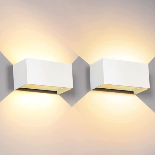 Chenquansarl-2 Pack 24w Applique Murale Exterieur,Luminaire Murale En Aluminium Ip65 Étanche Blanc Chaud Faisceau Réglable120° Exterieur/Interieur Appliques Murales Led (Blanc)