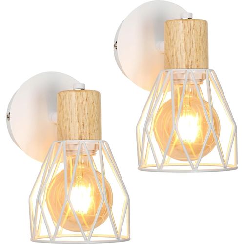 ChenQuanSarl-Lot De 2 Appliques Murales Interieures, Vintage Industrielle Lampe Murale En Métal Design Cage, E27 Ajustable Luminaire Interieur Mural Pour Chambre Salon Cuisine Couloir Escalier