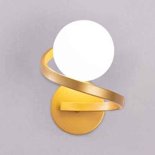 ChenQuanSarl-Applique Murale Interieur Led Vintage, Applique Murale Boule Verre, Lampe Boule Design Spirale, Applique Art Deco Pour Salon/Chambre/Chevet (Doré)