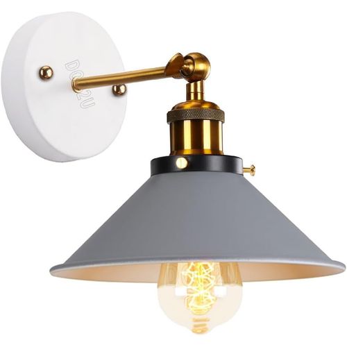 ChenQuanSarl-Applique Murale Moderne Design Lampe Murale Industrielles En Métal Spots Muraux Intérieur Ajustable Luminaire Interieur Pour Chambre Salon,22Cm (Gris-A-1 Pcs)