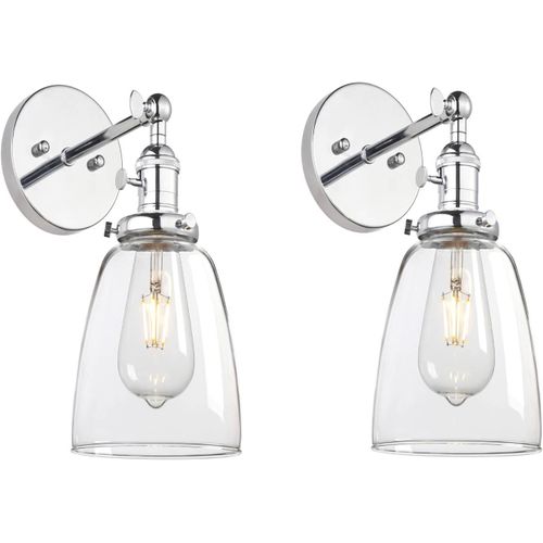 ChenQuanSarl-2 Ensemble Réglable Applique Verre Cloche Abat-Jour Lampe Rétro Industrial Applique Murale Rétro Eclairage