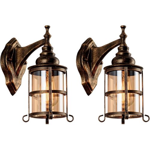 Chenquansarl-Applique Murale Rustique En Verre Ambré 2-Pack, Bronze Brossé, Lampe Industrielle Farmhouse Sconce Porch Lighting Waterproof Retro Lamp For Indoor Bedroom Living Room Outdoor¿No Bulb¿.