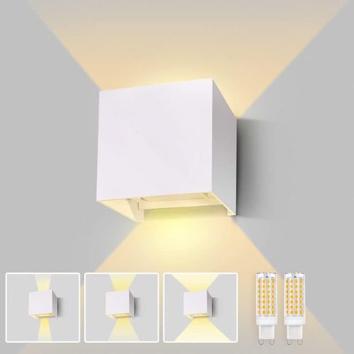 Chenquansarl-Applique Murale Exterieur Angle De Faisceau Réglable G9 Led Lampe Exterieur Blanc Chaud 3000k Lampe Exterieure Murale Aluminium Applique Exterieur Convient Pour Intérieur/Extérieur¿Blanc