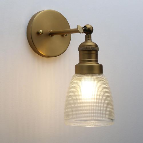 ChenQuanSarl-Vintage Industriel Applique Murale E27 Luminaires Intérieur Abat-Jour En Verre Cloche Texturé Lampe Murale Pour Salon,Cuisine, Salle De Bain (Laiton Antique)