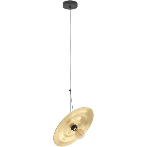 ChenQuanSarl-Suspension Luminaire Lintmill, Lampe De Plafond Suspendue Rétro, Lustre Pour Salle À Manger Vintage En Métal Noir Et Doré, Douille E27, Ø 40 Cm