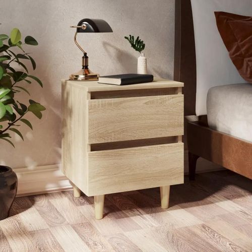 Table De Chevet Avec Pieds En Pin Chêne Sonoma 40x35x50 Cm