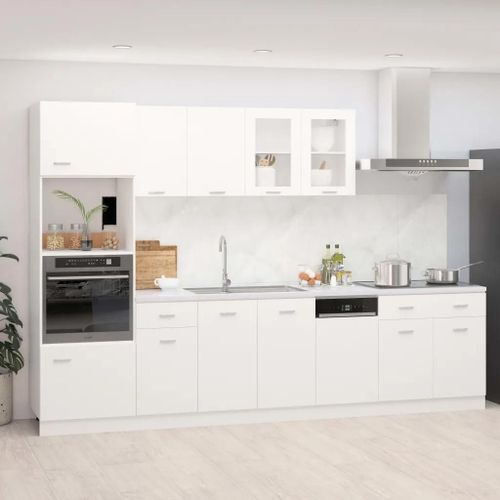 Ensemble De Meubles De Cuisine 7 Pcs Blanc Aggloméré