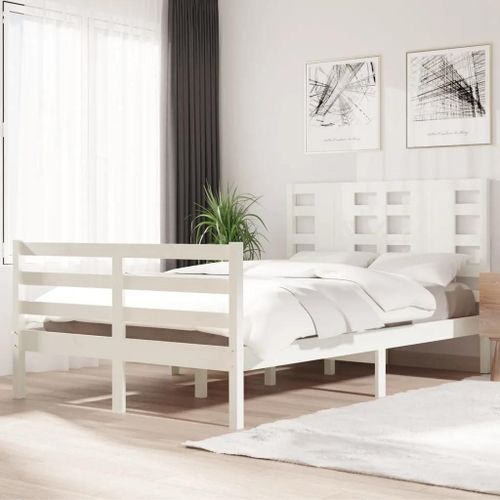 Cadre De Lit Sans Matelas Blanc 120x200 Cm Bois De Pin Massif