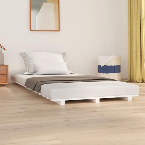 Cadre De Lit Sans Matelas Blanc 100x200 Cm Bois De Pin Massif