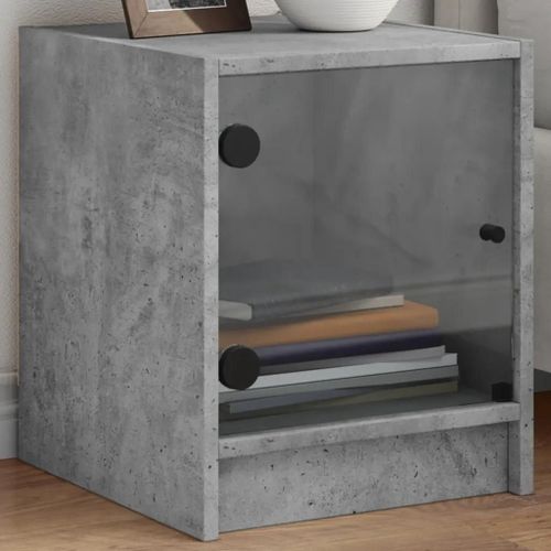 Tables De Chevet Et Portes Vitrées 2 Pcs Gris Béton 35x37x42 Cm