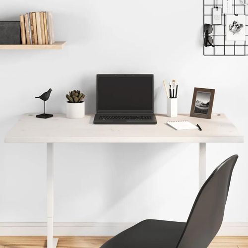 Dessus De Bureau Blanc 100x60x2,5 Cm Bois Massif De Pin