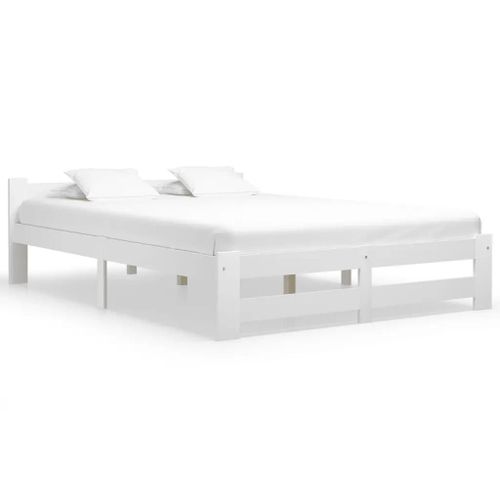 Cadre De Lit Sans Matelas Blanc Bois De Pin Massif 120x200 Cm