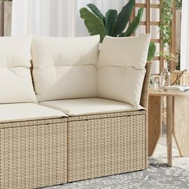 Canapé D'angle De Jardin Avec Coussins Beige Résine Tressée