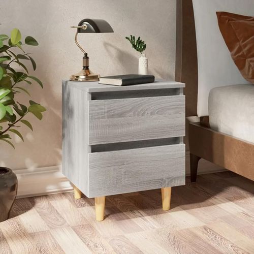Tables De Chevet Pieds En Bois 2 Pcs Sonoma Gris 40x35x50 Cm