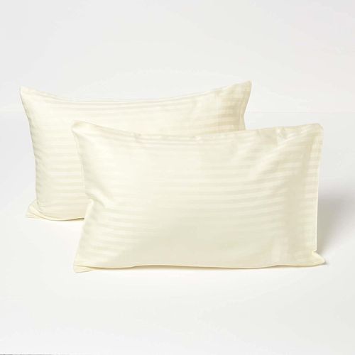 Taie Doreiller Enfant 40x60 Cm En Percale De Coton Égyptien 330 Fils, Lot De 2, Taie Doreiller Bébé Coloris Jaune Pastel, Linge De Lit Enfant