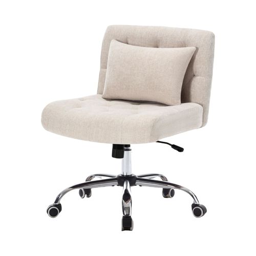 Chaise De Bureau Sans Accoudoirs - Siège Pivotant En Lin Avec Support Lombaire, Idéale Pour Femmes Et Filles (Capacité 160kg)