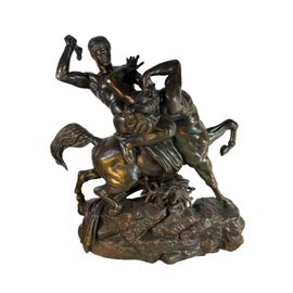 Sculpture barye barbedienne fondeur thesee et le centaure bronze 