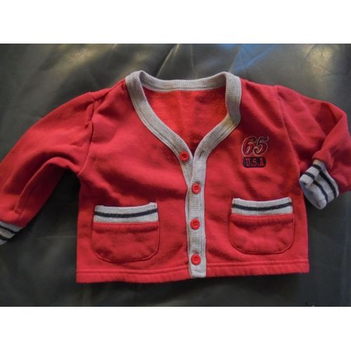 Gilet Rouge Americain Bébé Garçon Taille 12/18 Mois Idée Cadeau