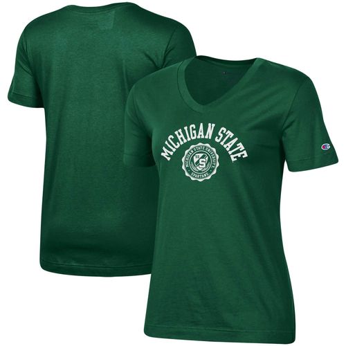Champion Vert Michigan State Spartans University College Seal T-Shirt À Col En V Pour Femmes
