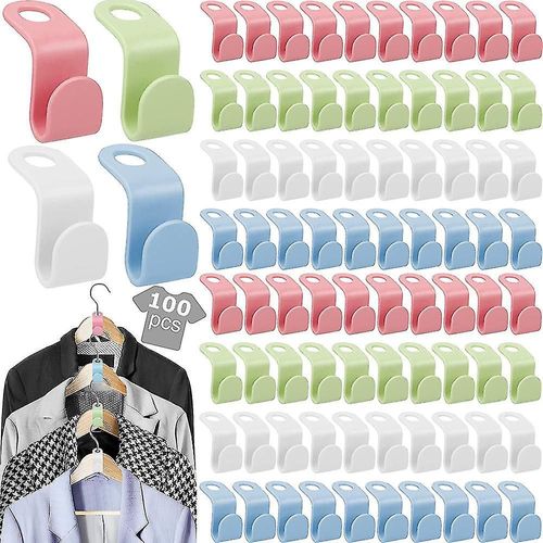 100pcs Vêtements Hanger Connecteur Crochets, Crochets de cintre en cascade, Clips d¿extension Vêtements en cascade Hang