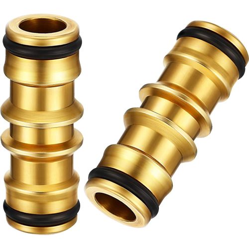 Lot de 2 raccords de tuyau d¿arrosage en laiton pour robinet de tuyau d¿arrosage (double connecteur mâle en laiton)