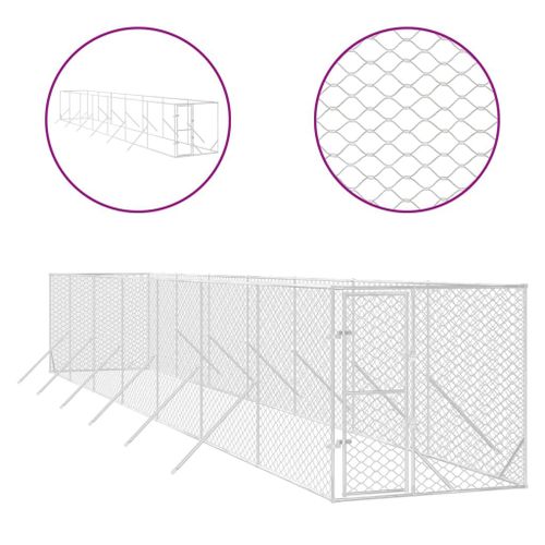 Vidaxl Chenil D'extérieur Pour Chiens Argenté 2x14x2 M Acier Galvanisé