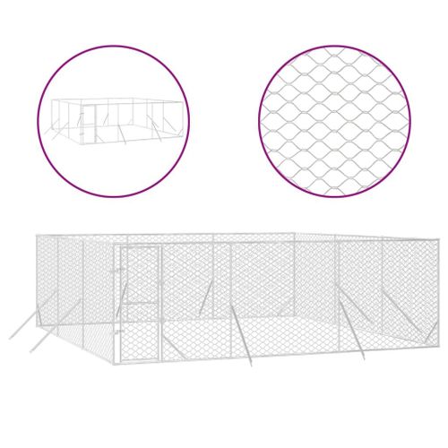 Vidaxl Chenil D'extérieur Pour Chiens Argenté 6x6x2 M Acier Galvanisé