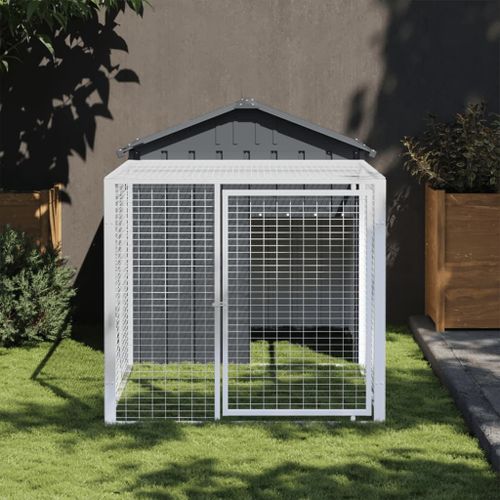 Vidaxl Poulailler Avec Cour Anthracite 117x201x123 Cm Acier Galvanisé