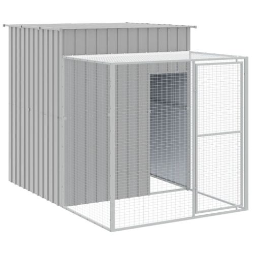 Vidaxl Poulailler Avec Cour Gris Clair 165x251x181 Cm Acier Galvanisé