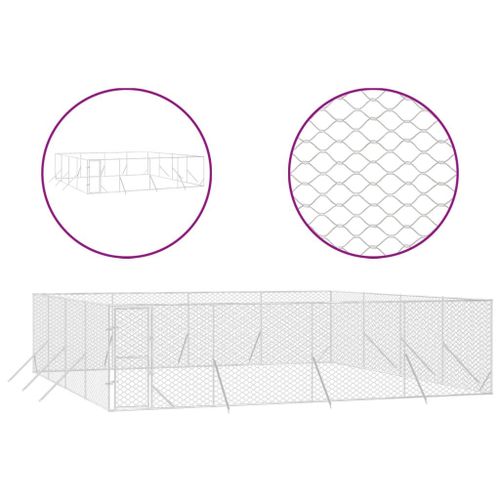 Vidaxl Chenil D'extérieur Pour Chiens Argenté 8x8x2 M Acier Galvanisé