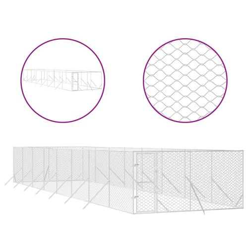 Vidaxl Chenil D'extérieur Pour Chiens Argenté 4x16x2 M Acier Galvanisé