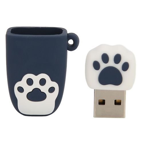 U Disque USB2.0 Hot Swap Patte De Chat Forme Dessin Animé Style Portable Résistant aux Vibrations Lecteur Flash pour Win pour OS X Bleu Foncé 64G