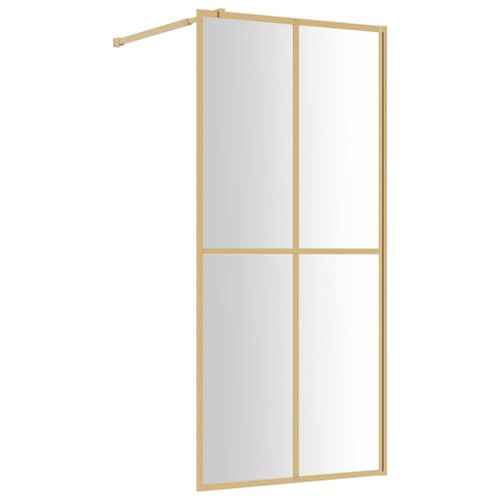 vidaXL Paroi de douche avec verre ESG transparent doré 100x195 cm