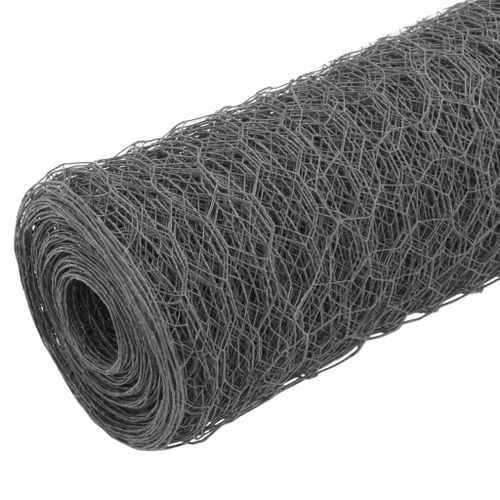vidaXL Grillage Acier avec revêtement en PVC 25x0,5 m Gris