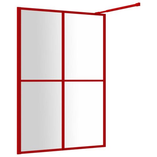 vidaXL Paroi de douche avec verre ESG transparent rouge 140x195 cm