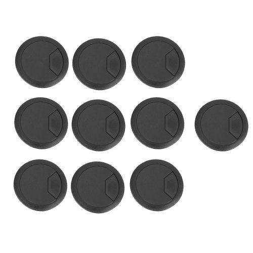 10 Pcs Rond Plastique Ordinateur Bureau Câble Grommet Hole Cover 50mm Noir