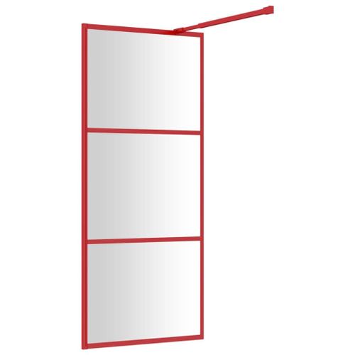 vidaXL Paroi de douche avec verre ESG transparent rouge 80x195 cm